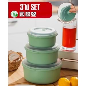 Porsima 5319 Yuvarlak 3 Lü Saklama Kabı Mavi 0,8/1,3/2 Lt