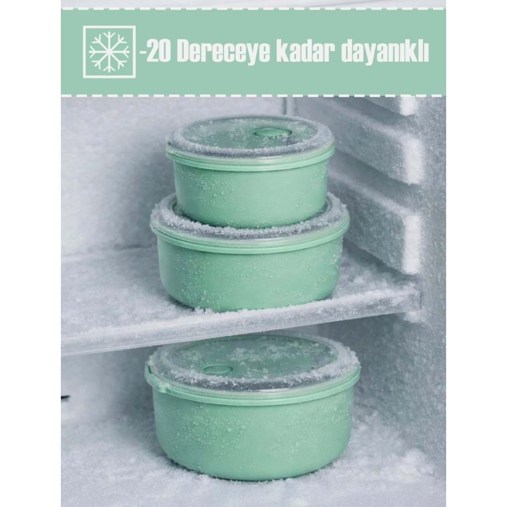 Porsima 5319 Yuvarlak 3 Lü Saklama Kabı Mavi 0,8/1,3/2 Lt