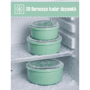 Porsima 5319 Yuvarlak 3 Lü Saklama Kabı Mavi 0,8/1,3/2 Lt
