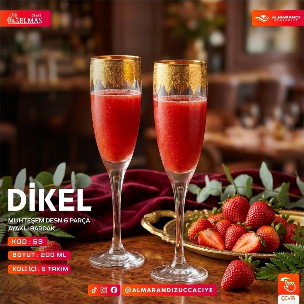 Elmas 6 Prç İşlemeli Ayaklı Bardak (6 Paket)