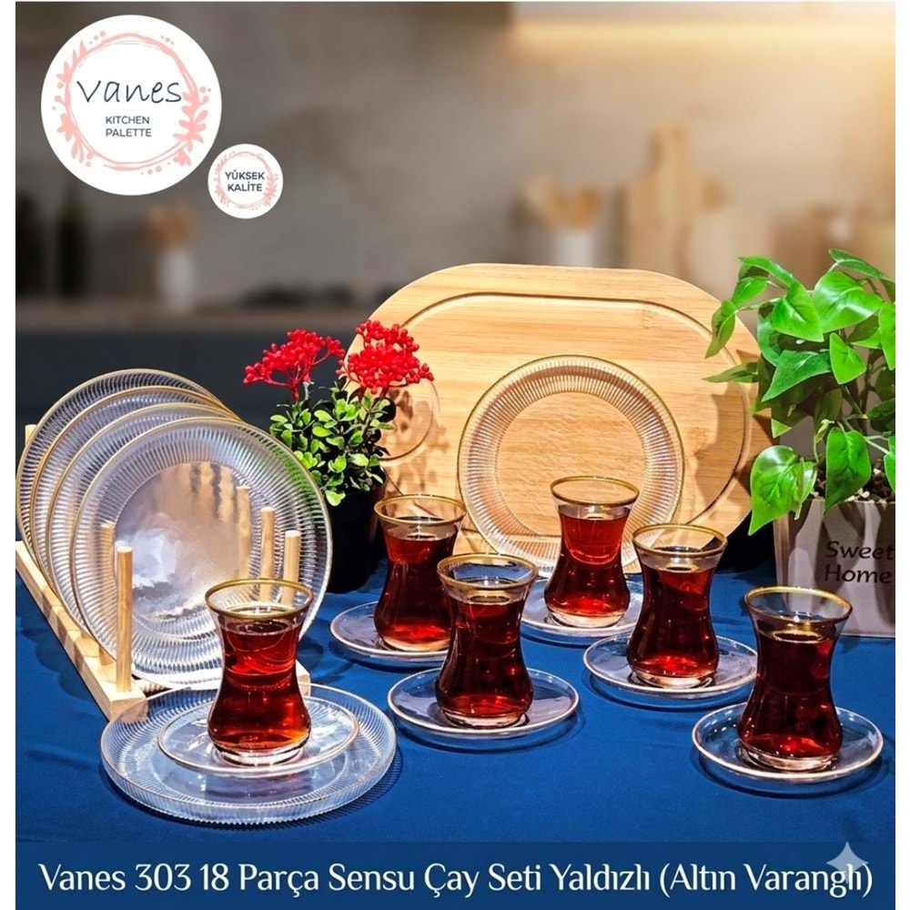 Vanes 303 18 Parça Sensu Çay Seti Oranj (4 Paket)