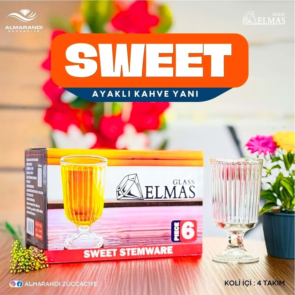 Elmas Sweet Ayaklı Kahve Yanı Bardak (8 Paket)
