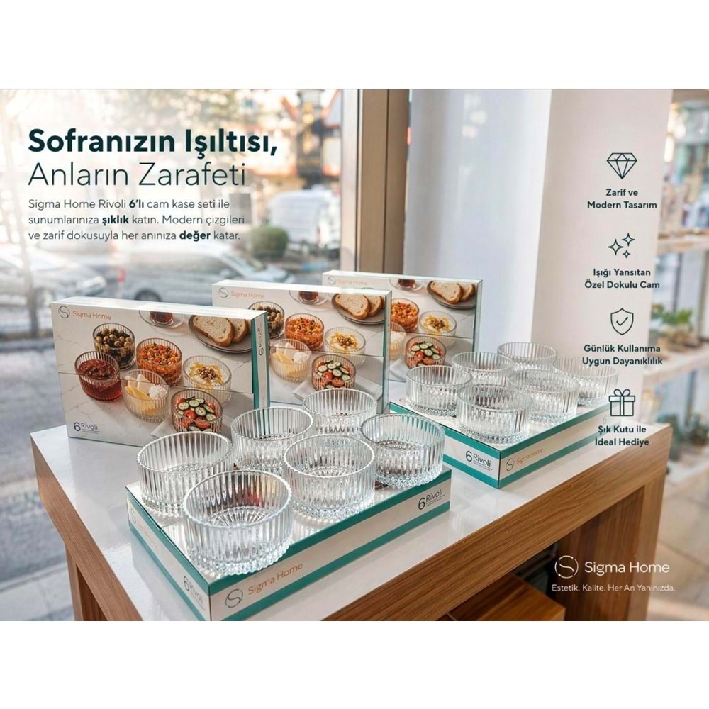 Sigma Sgm13747 Rivoli 6 Lı Dik Kenarlı Kase (8 Paket)