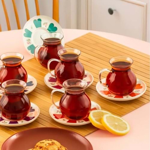 Perotti 17901 Beyoğlu Porselen Tabaklı Çay Seti 210 Ml