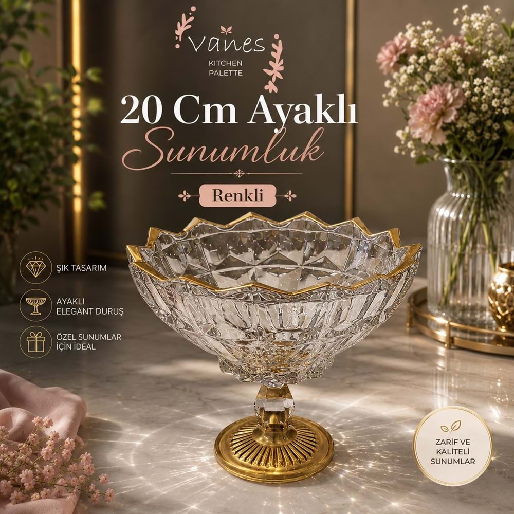 Vanes Valeska 20 Cm Ayaklı Sunumluk Renkli (4 Paket)