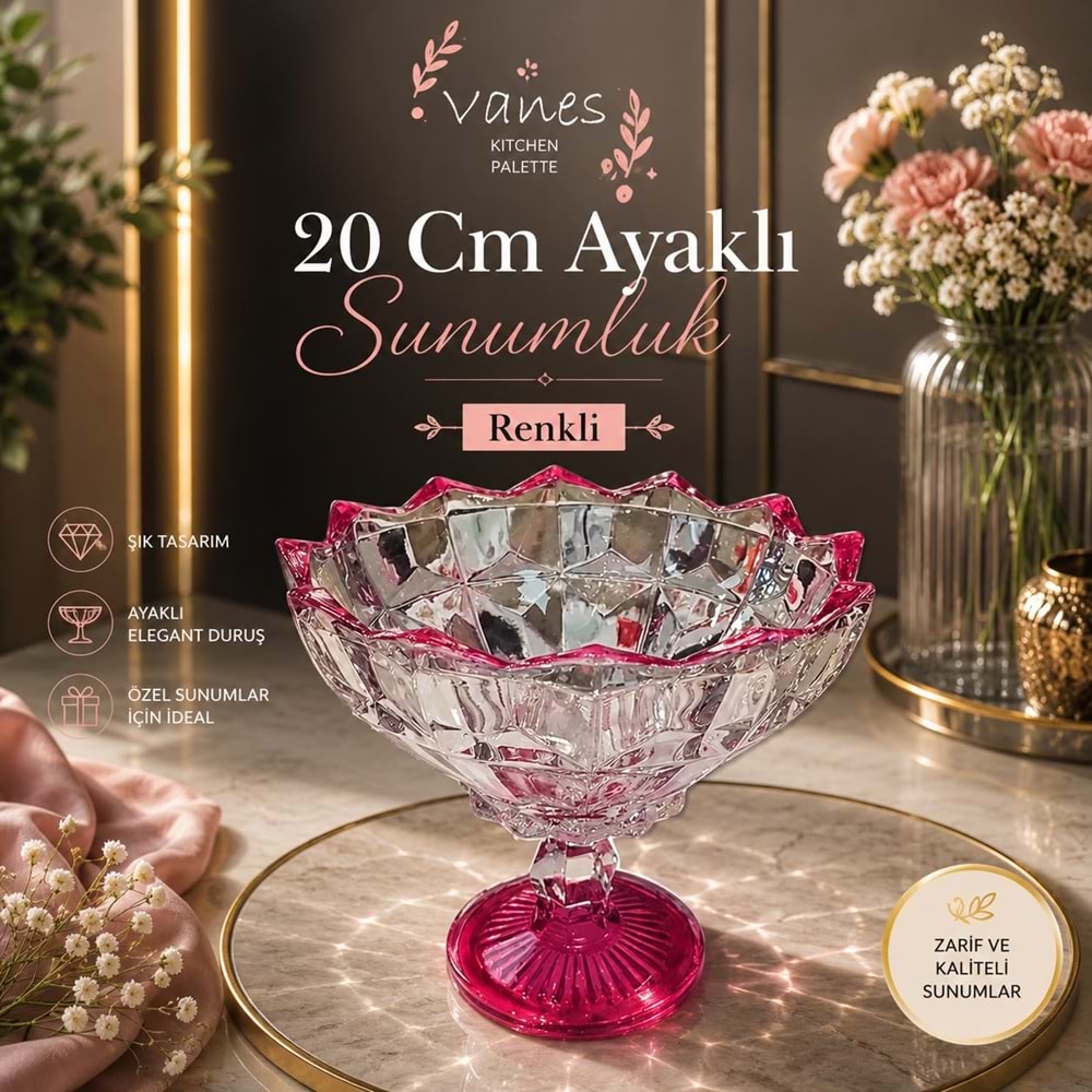 Vanes Valeska 20 Cm Ayaklı Sunumluk Renkli (4 Paket)
