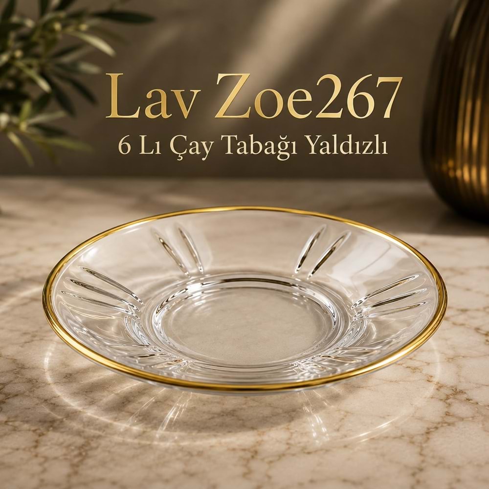 Lav Zoe267F 6 Lı Çay Tabak Yaldızlı (12 Paket)