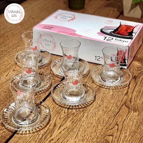 Vanes 12 Parça Love Çay Seti (6 Paket)