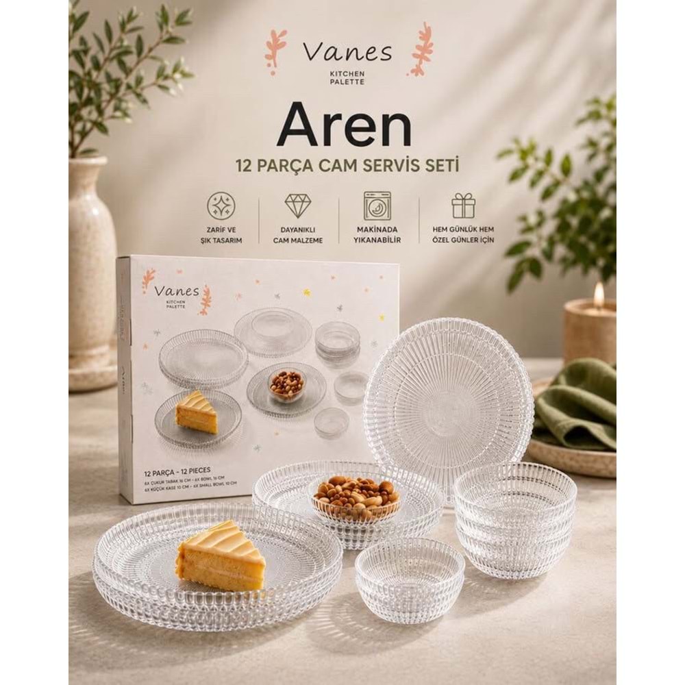 Vanes Aren 12 Parça Çerez Seti Şeffaf (5 Paket)